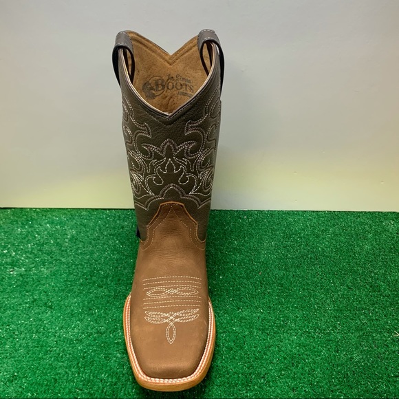 MEN'S WESTERN RODEO COWBOY BOOTS LEATHER SQUARE TOE HAZEL BOTA AVELLANA  945 - Picture 2 of 5